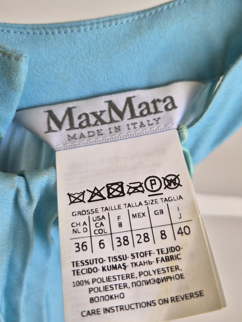 RARE Max Mara Ombre Pleated Halter Maxi Dress - Aqua & Teal - Picture 3 of 5